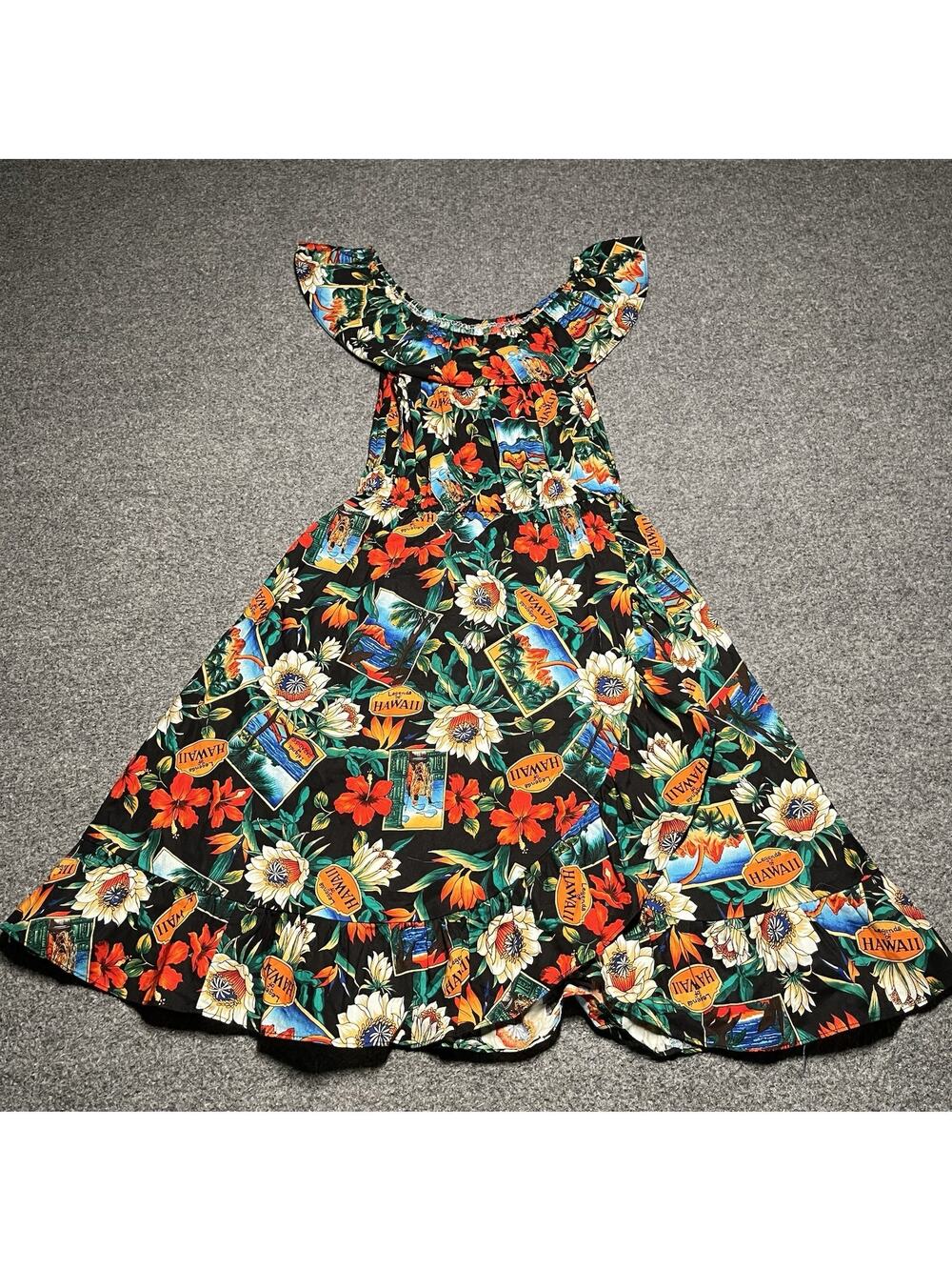 Vintage Kole Kole Hawaiian Dress Girls 12 Cotton Floral AOP Made Hawaii USA 90s